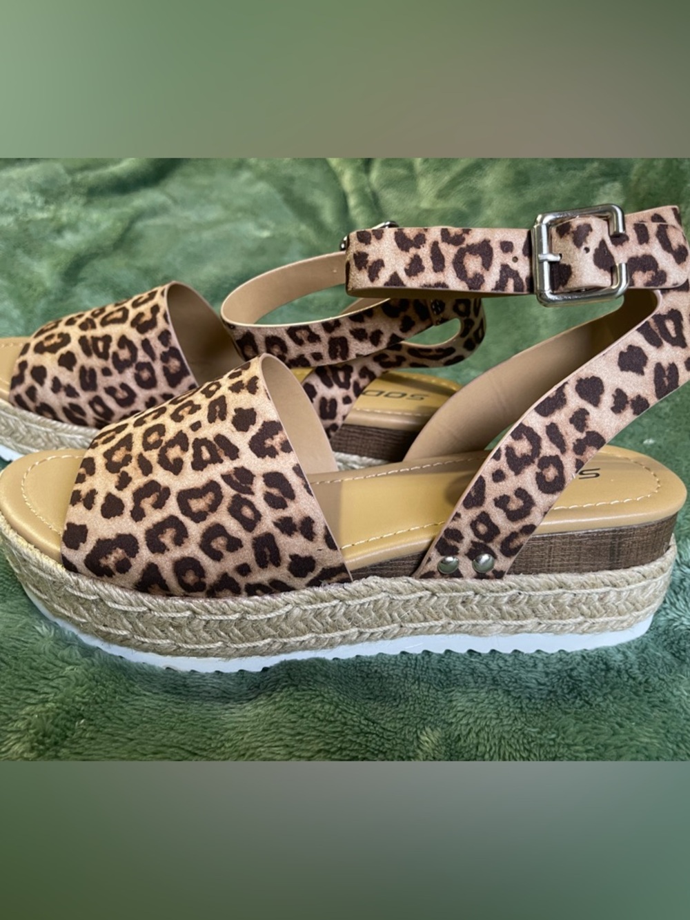 Leopard Print Espadrille Platform Sandal - Brown